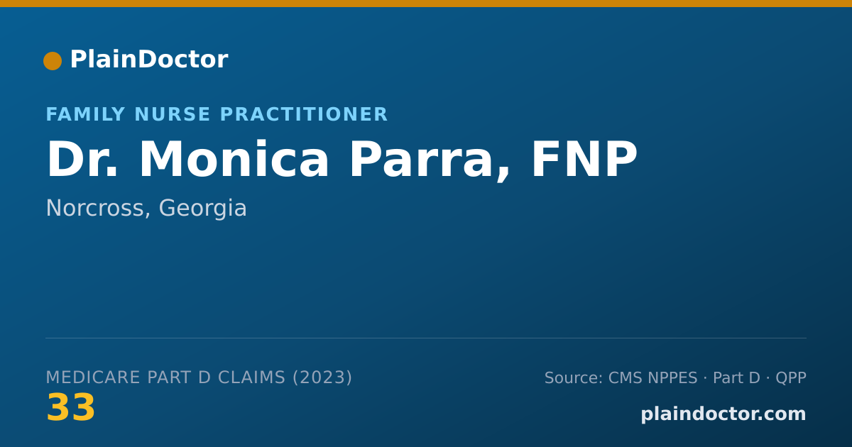 Shareable card for Monica Parra, FNP - Family Nurse Practitioner, Norcross, GA