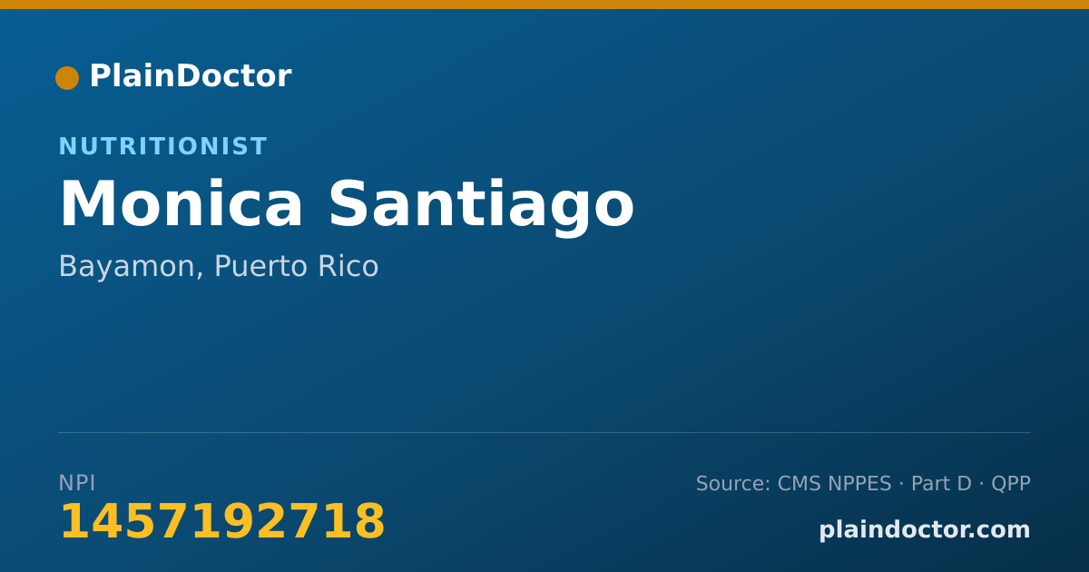 Shareable card for Monica Santiago - Nutritionist, Bayamon, PR