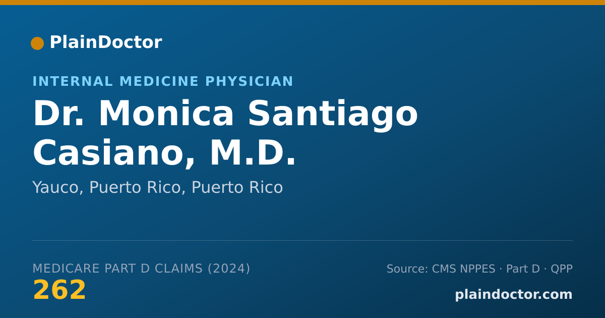Shareable card for Monica Santiago Casiano, M.D. - Internal Medicine Physician, Yauco, Puerto Rico, PR