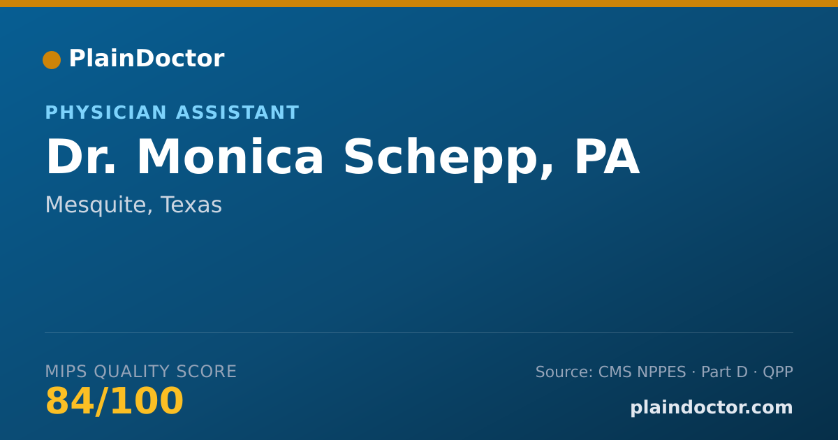 Shareable card for Monica Schepp, PA - Physician Assistant, Mesquite, TX