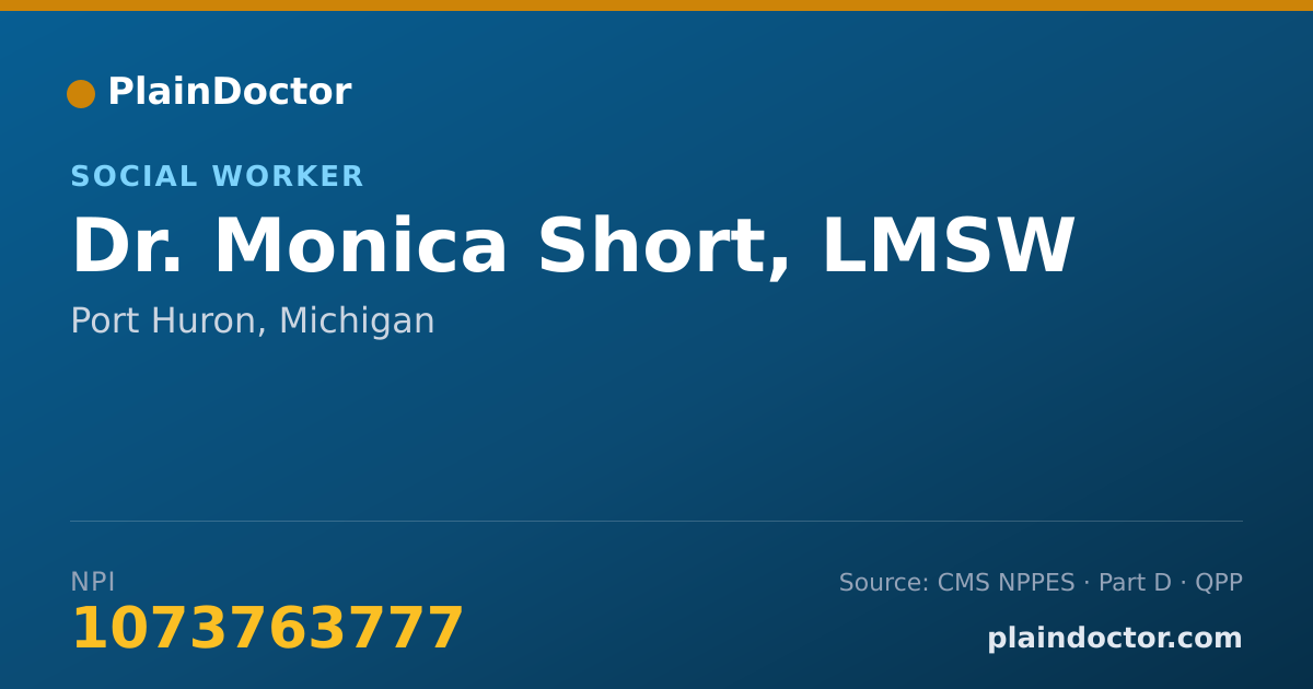 Shareable card for Monica Short, LMSW - Social Worker, Port Huron, MI