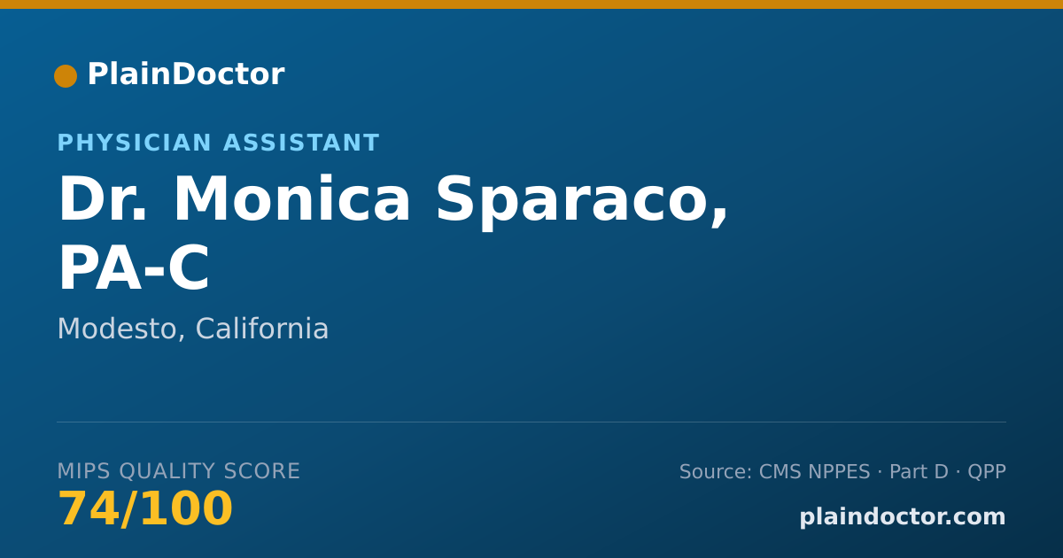 Shareable card for Monica Sparaco, PA-C - Physician Assistant, Modesto, CA