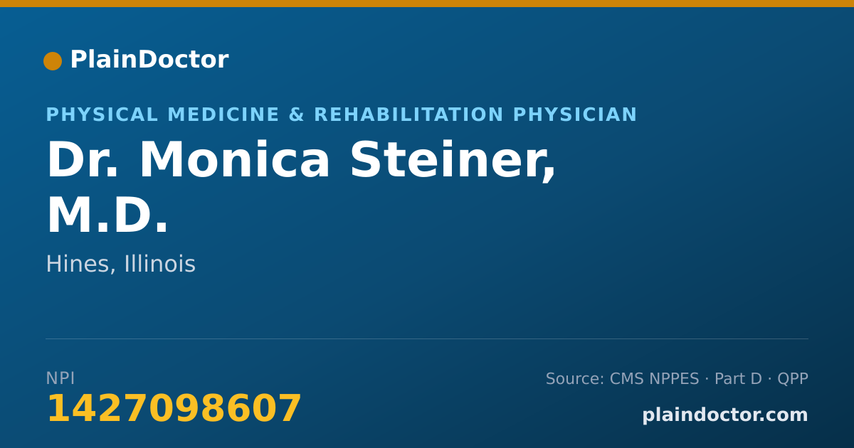 Shareable card for Monica Steiner, M.D. - Physical Medicine & Rehabilitation Physician, Hines, IL