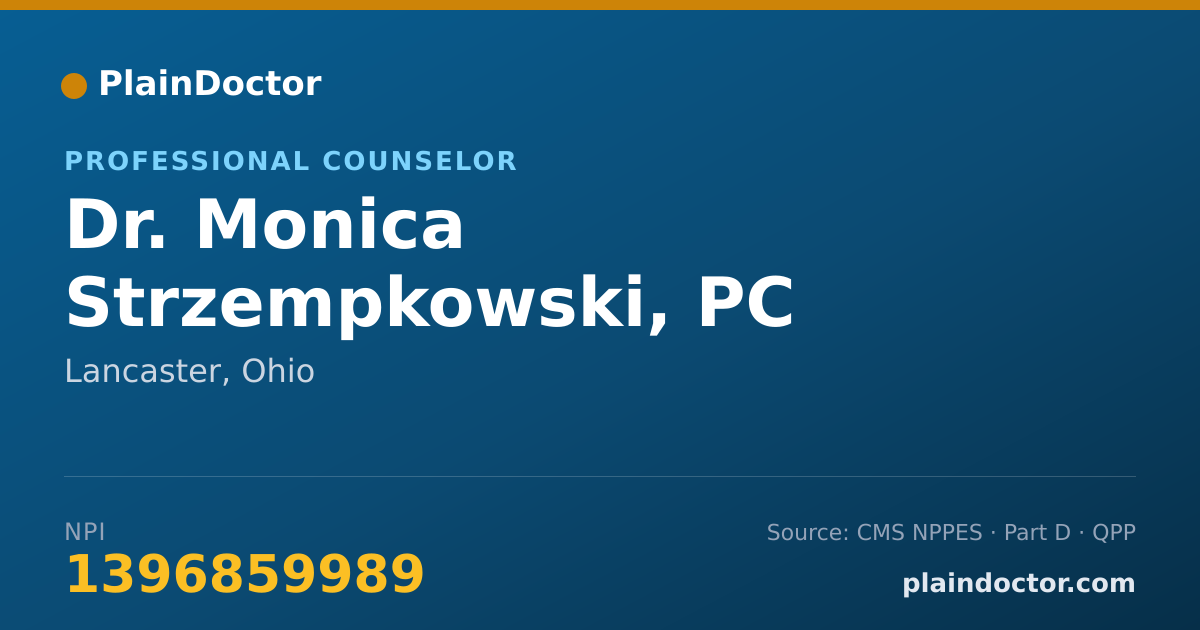 Shareable card for Monica Strzempkowski, PC - Professional Counselor, Lancaster, OH