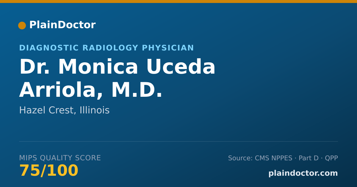 Shareable card for Monica Uceda Arriola, M.D. - Diagnostic Radiology Physician, Hazel Crest, IL