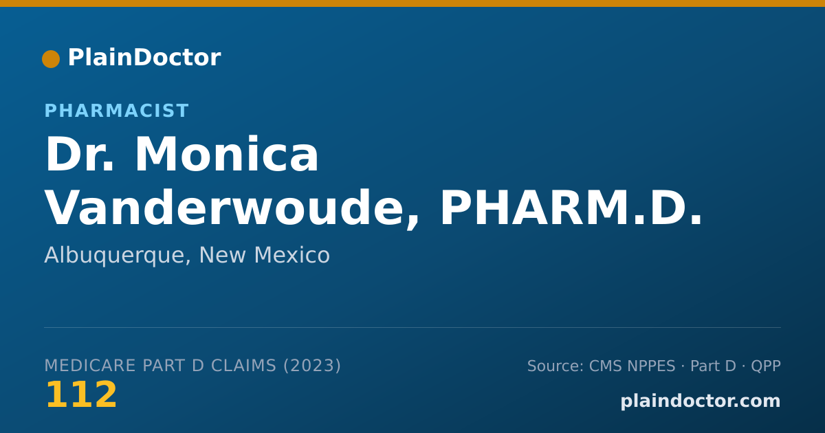 Shareable card for Monica Vanderwoude, PHARM.D. - Pharmacist, Albuquerque, NM