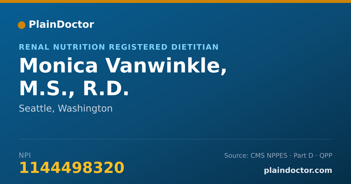 Shareable card for Monica Vanwinkle, M.S., R.D. - Nutrition Education Nutritionist, Seattle, WA