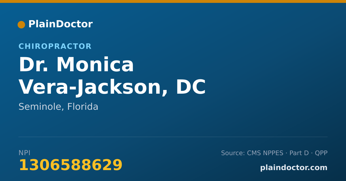 Shareable card for Monica Vera-Jackson, DC - Chiropractor, Seminole, FL