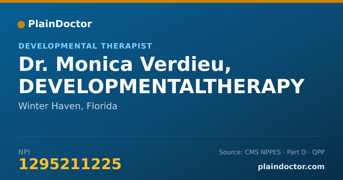 Shareable card for Monica Verdieu, DEVELOPMENTALTHERAPY - Developmental Therapist, Winter Haven, FL