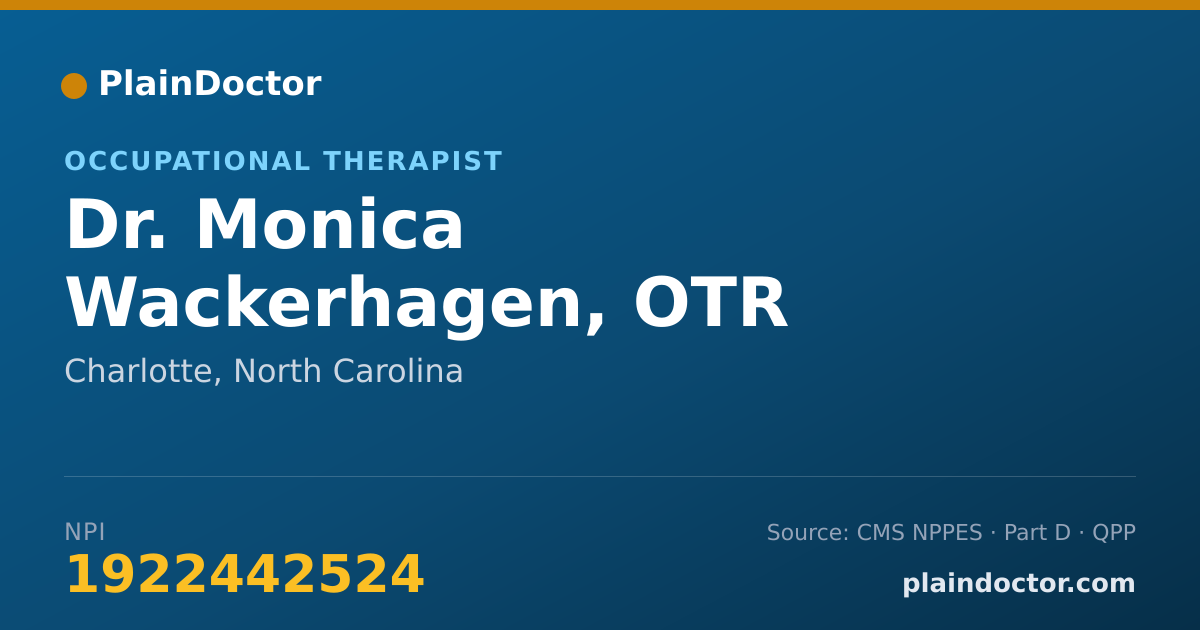 Shareable card for Monica Wackerhagen, OTR - Occupational Therapist, Charlotte, NC