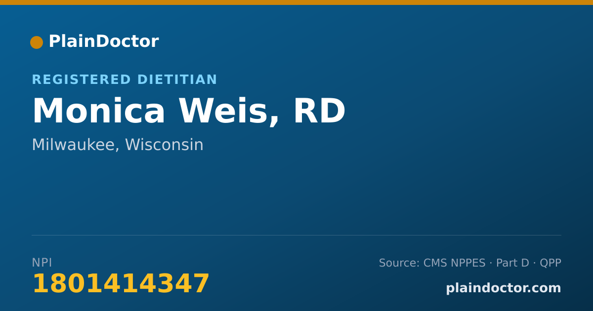 Shareable card for Monica Weis, RD - Registered Dietitian, Milwaukee, WI