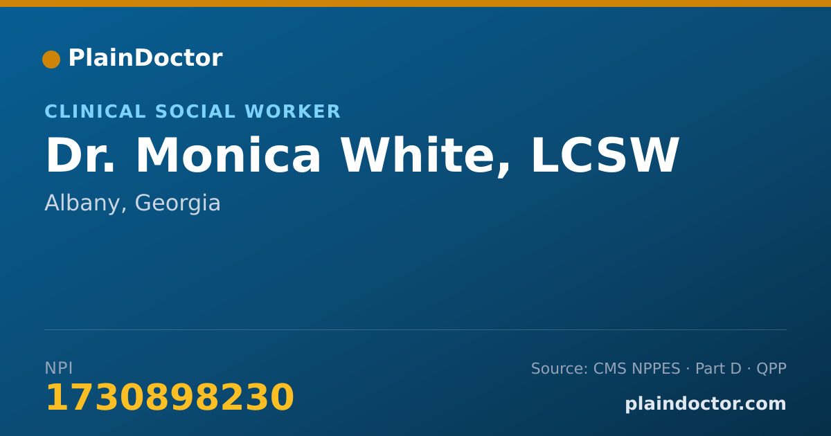 Shareable card for Monica White, LCSW - Clinical Social Worker, Albany, GA
