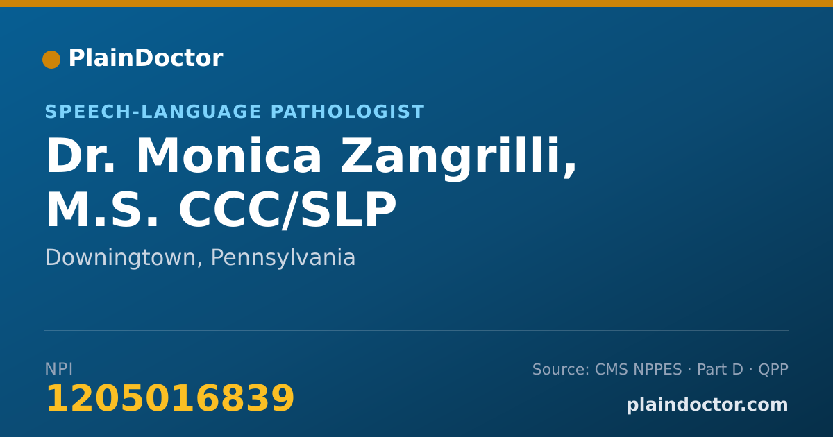 Shareable card for Monica Zangrilli, M.S. CCC/SLP - Speech-Language Pathologist, Downingtown, PA