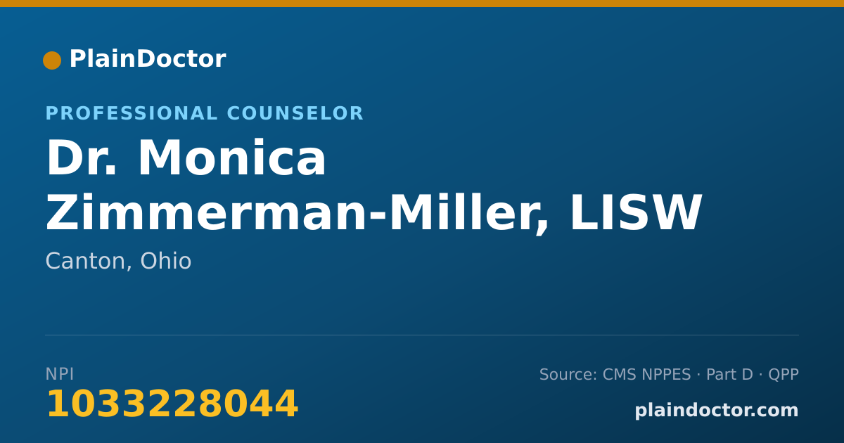 Shareable card for Monica Zimmerman-Miller, LISW - Professional Counselor, Canton, OH