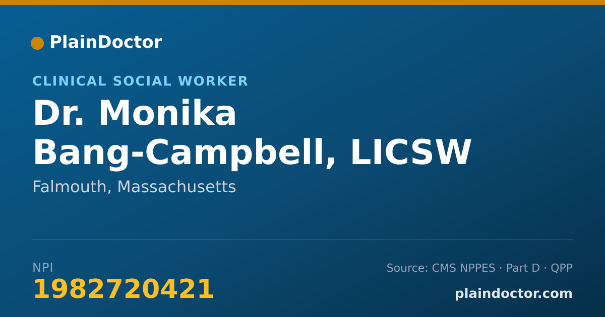 Shareable card for Monika Bang-Campbell, LICSW - Clinical Social Worker, Falmouth, MA