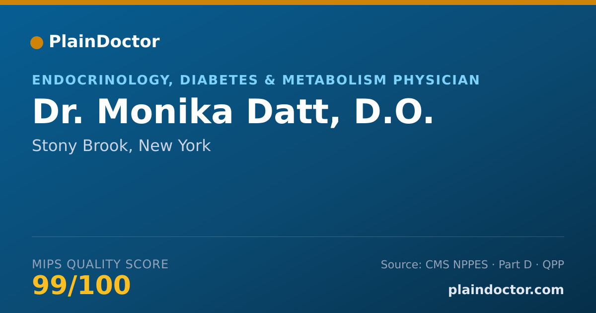 Shareable card for Monika Datt, D.O. - Endocrinology, Diabetes & Metabolism Physician, Stony Brook, NY