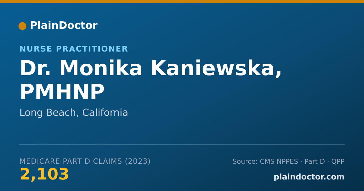 Shareable card for Monika Kaniewska, PMHNP - Nurse Practitioner, Long Beach, CA