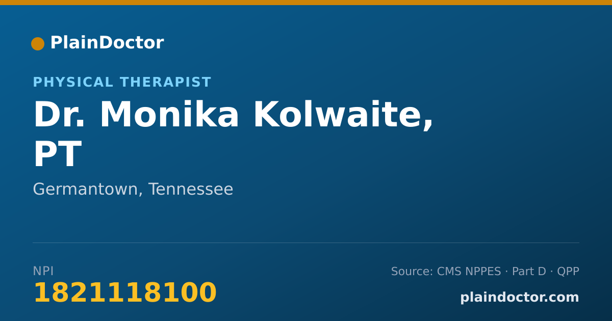 Shareable card for Monika Kolwaite, PT - Physical Therapist, Germantown, TN