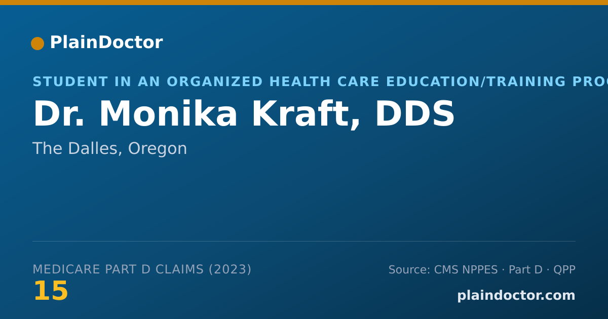 Shareable card for Monika Kraft, DDS - Student in an Organized Health Care Education/Training Program, The Dalles, OR
