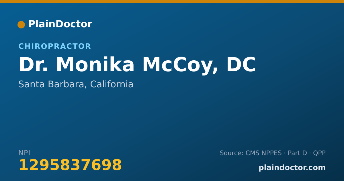 Shareable card for Monika McCoy, DC - Chiropractor, Santa Barbara, CA