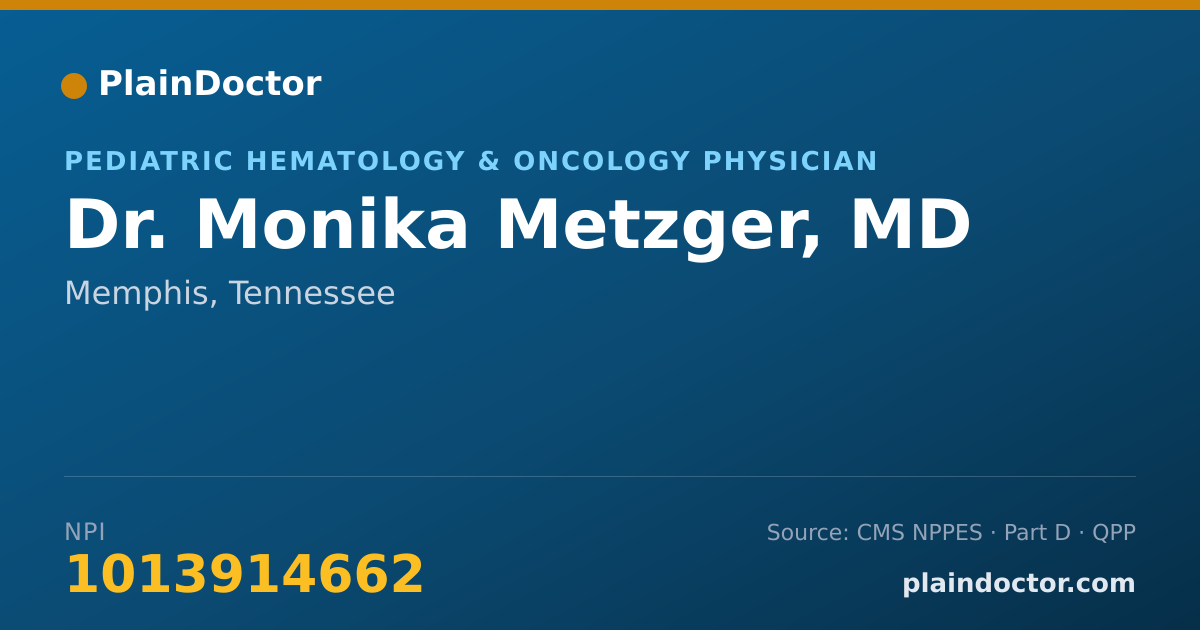 Shareable card for Monika Metzger, MD - Pediatric Hematology & Oncology Physician, Memphis, TN