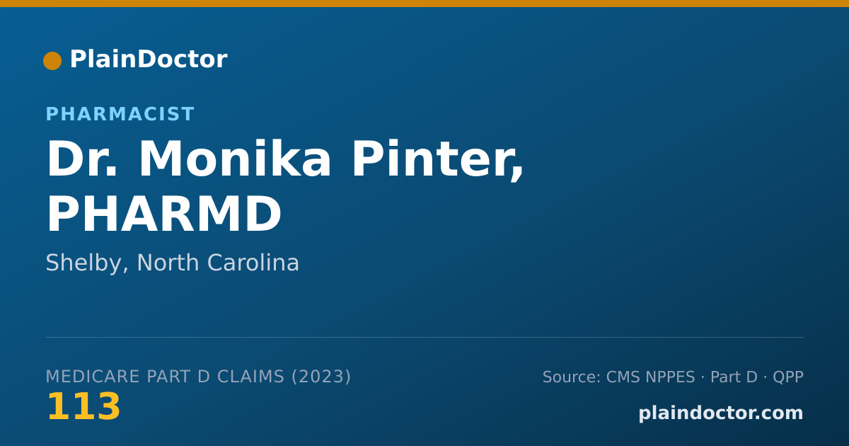 Shareable card for Monika Pinter, PHARMD - Pharmacist, Shelby, NC