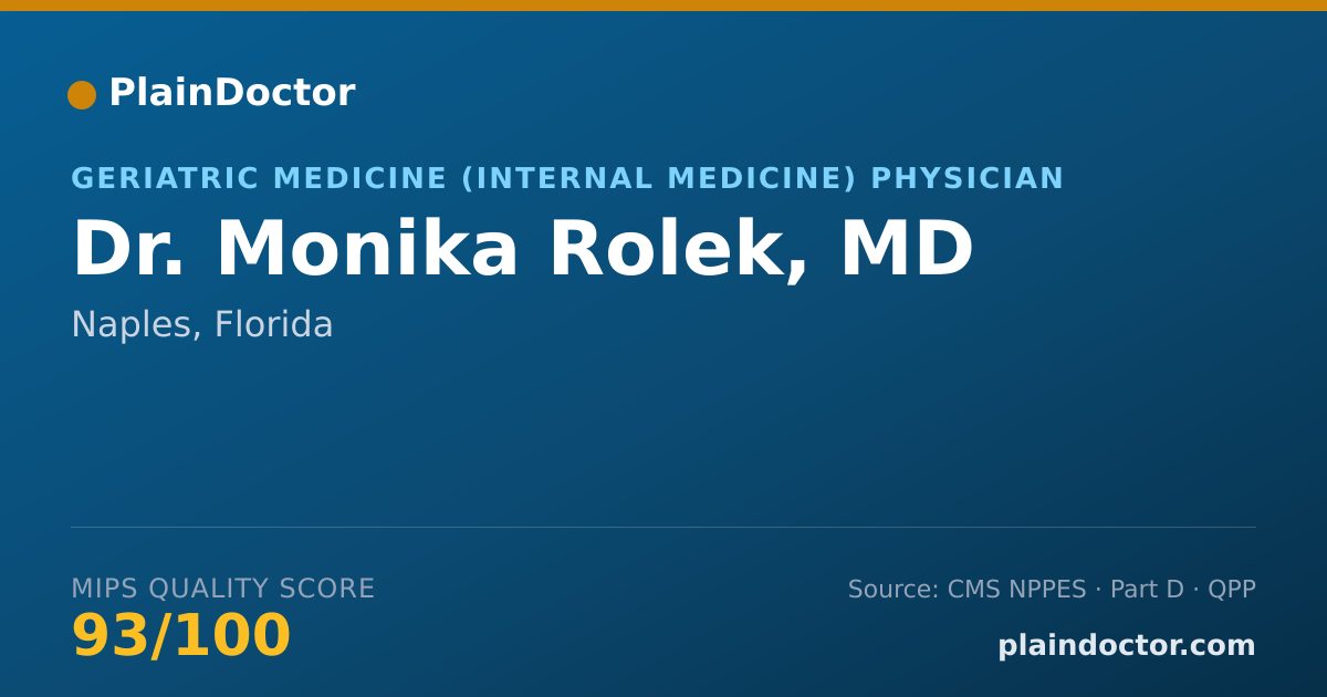 Shareable card for Monika Rolek, MD - Geriatric Medicine (Internal Medicine) Physician, Naples, FL