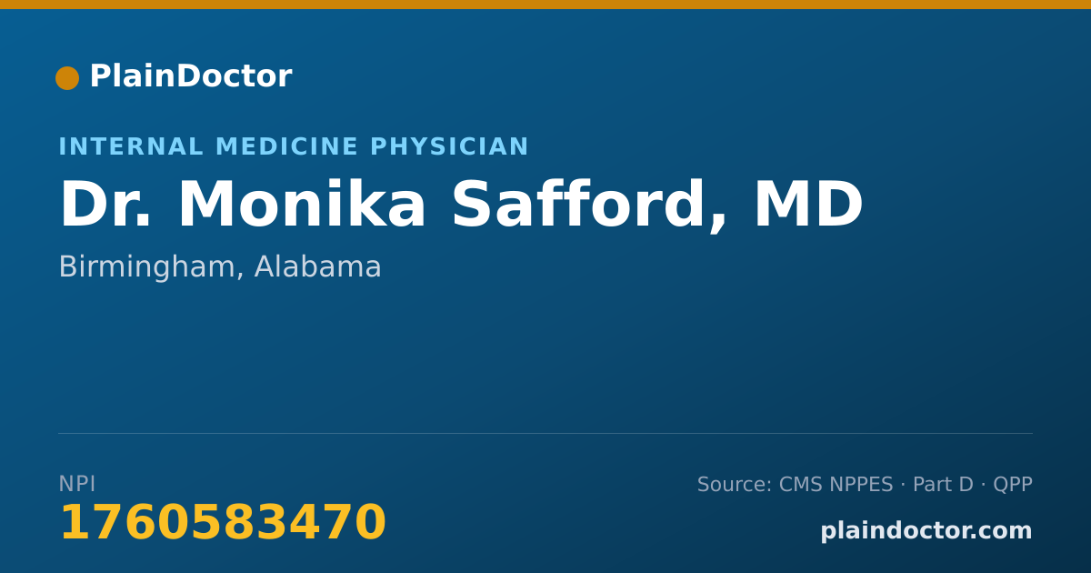 Shareable card for Monika Safford, MD - Internal Medicine Physician, Birmingham, AL