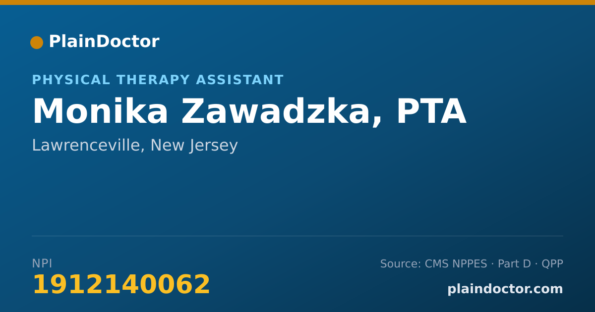 Shareable card for Monika Zawadzka, PTA - Physical Therapy Assistant, Lawrenceville, NJ