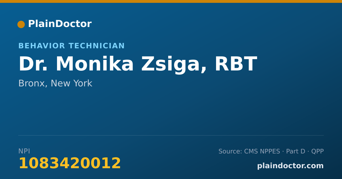 Shareable card for Monika Zsiga, RBT - Behavior Technician, Bronx, NY