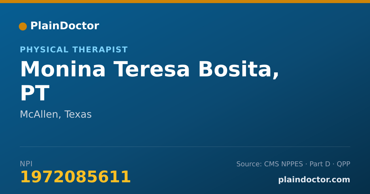 Shareable card for Monina Teresa Bosita, PT - Physical Therapist, McAllen, TX