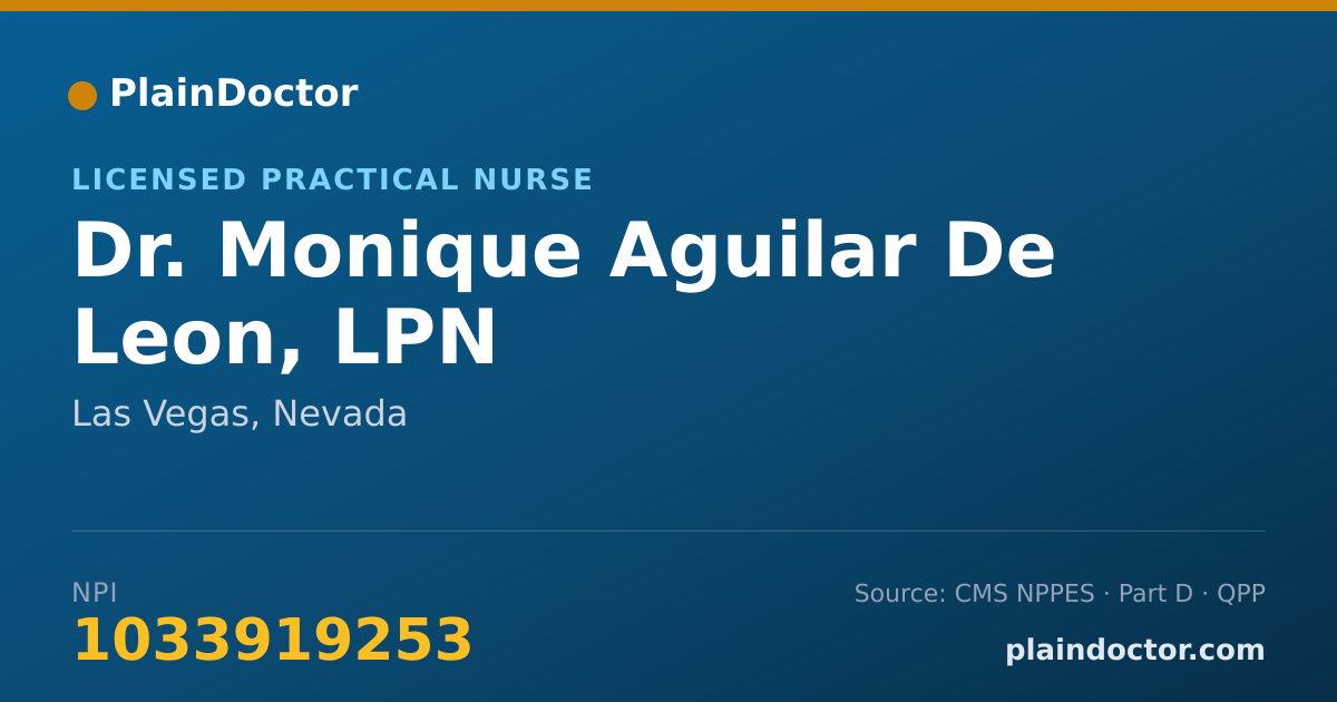 Shareable card for Monique Aguilar De Leon, LPN - Licensed Practical Nurse, Las Vegas, NV