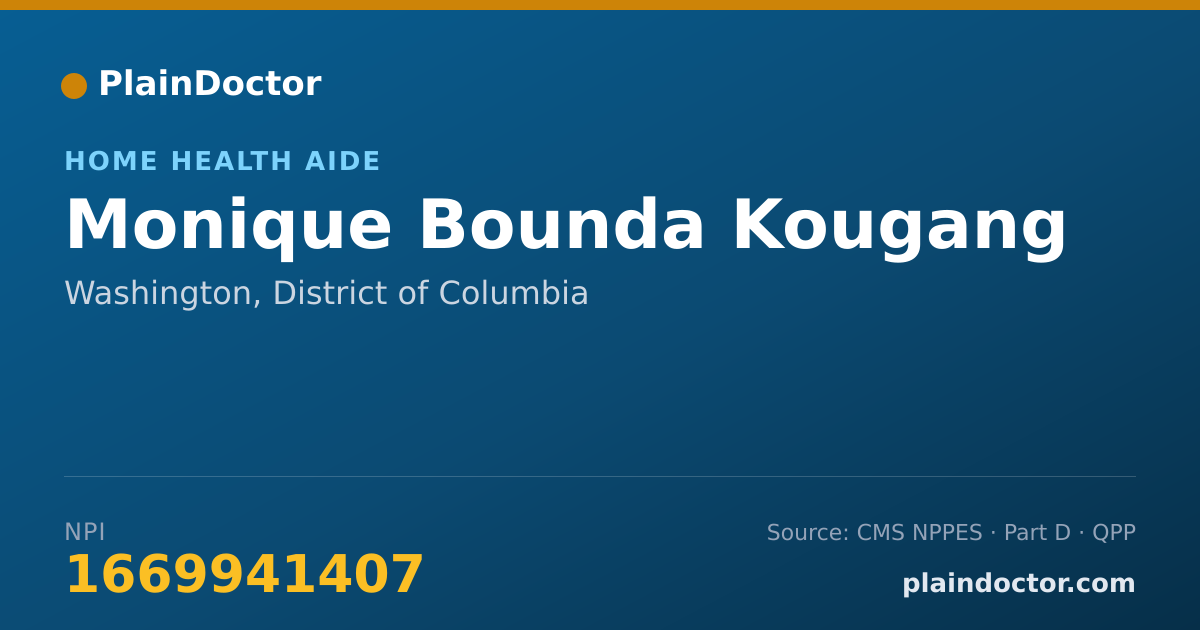 Shareable card for Monique Bounda Kougang - Home Health Aide, Washington, DC