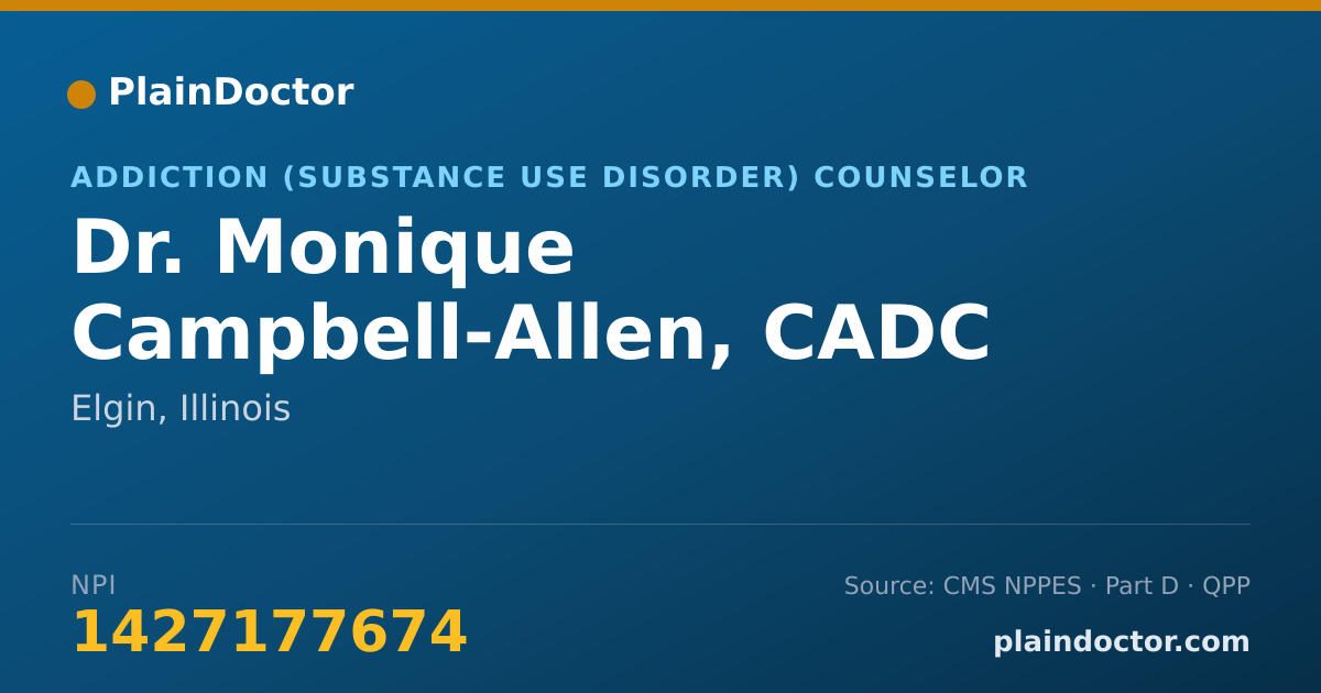 Shareable card for Monique Campbell-Allen, CADC - Addiction (Substance Use Disorder) Counselor, Elgin, IL