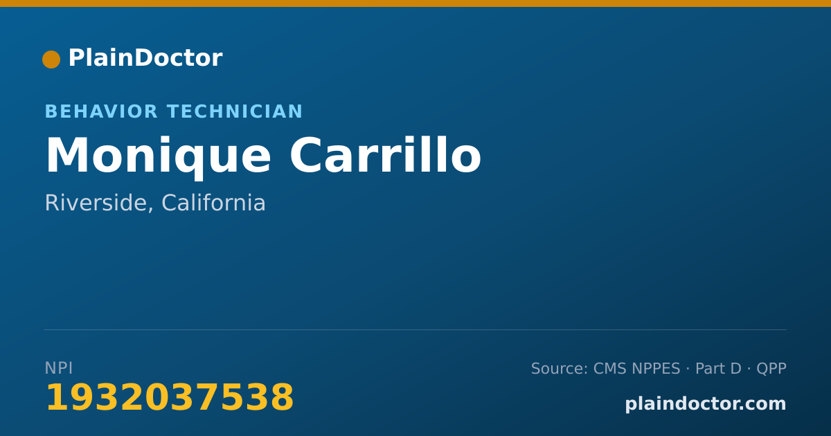 Shareable card for Monique Carrillo - Behavior Technician, Riverside, CA