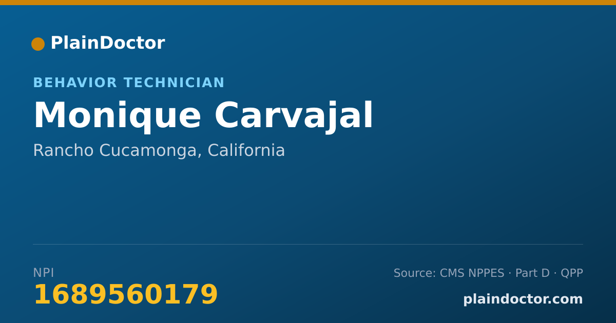 Shareable card for Monique Carvajal - Behavior Technician, Rancho Cucamonga, CA