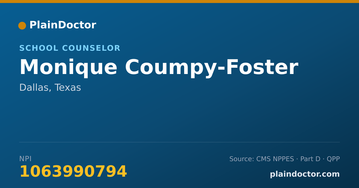 Shareable card for Monique Coumpy-Foster - School Counselor, Dallas, TX