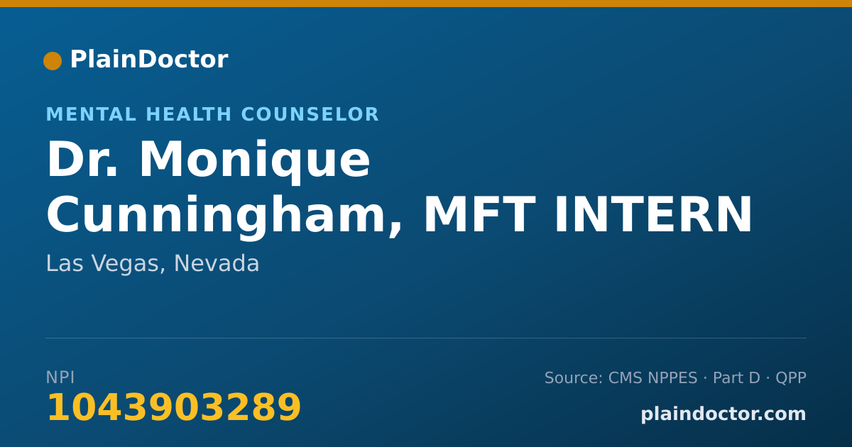 Shareable card for Monique Cunningham, MFT INTERN - Mental Health Counselor, Las Vegas, NV