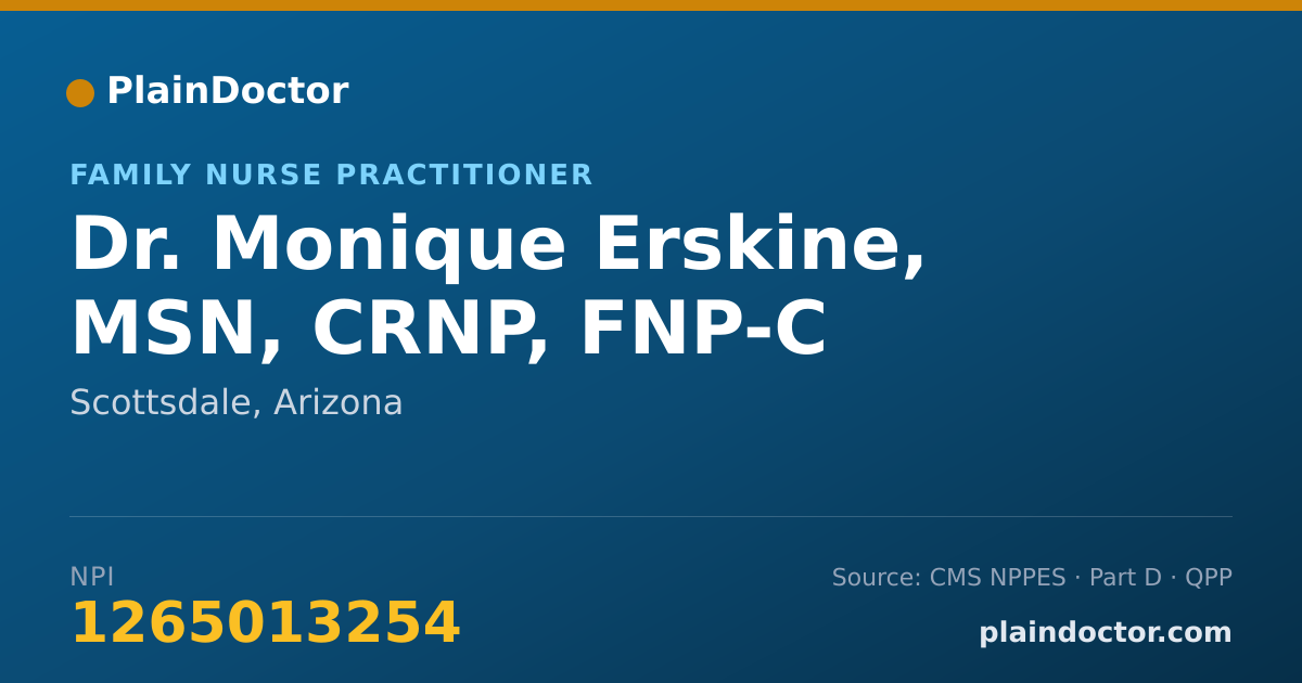 Shareable card for Monique Erskine, MSN, CRNP, FNP-C - Family Nurse Practitioner, Scottsdale, AZ