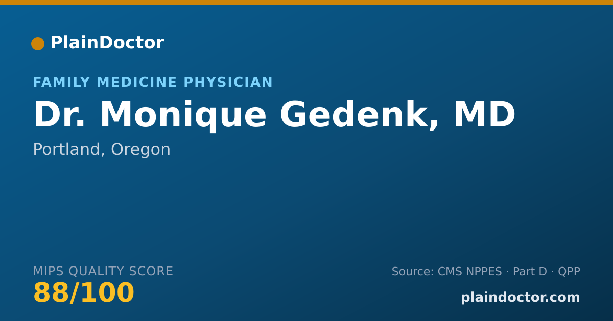 Shareable card for Monique Gedenk, MD - Family Medicine Physician, Portland, OR