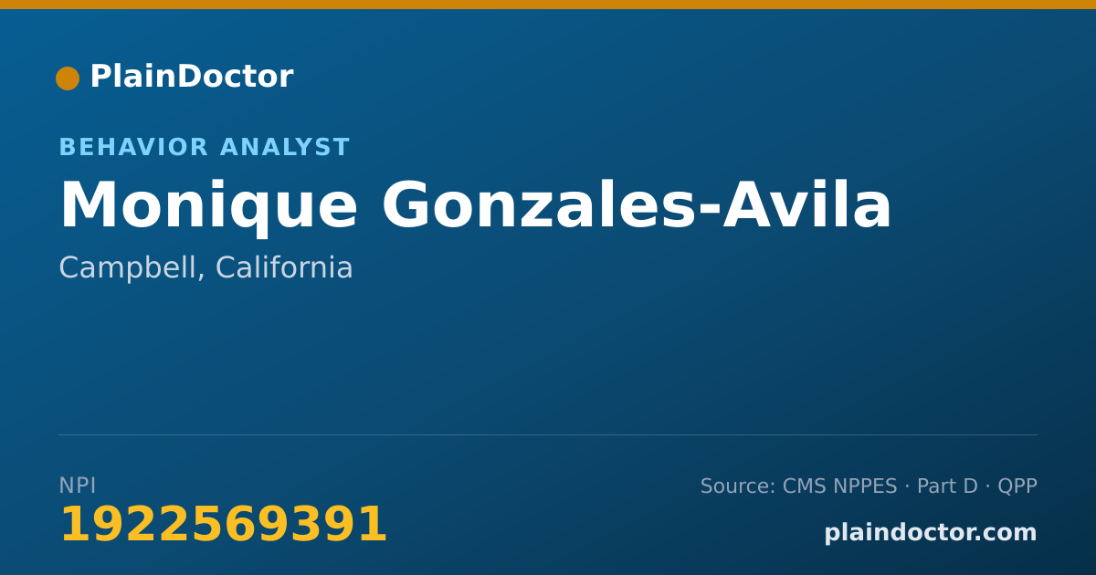Shareable card for Monique Gonzales-Avila - Behavior Analyst, Campbell, CA