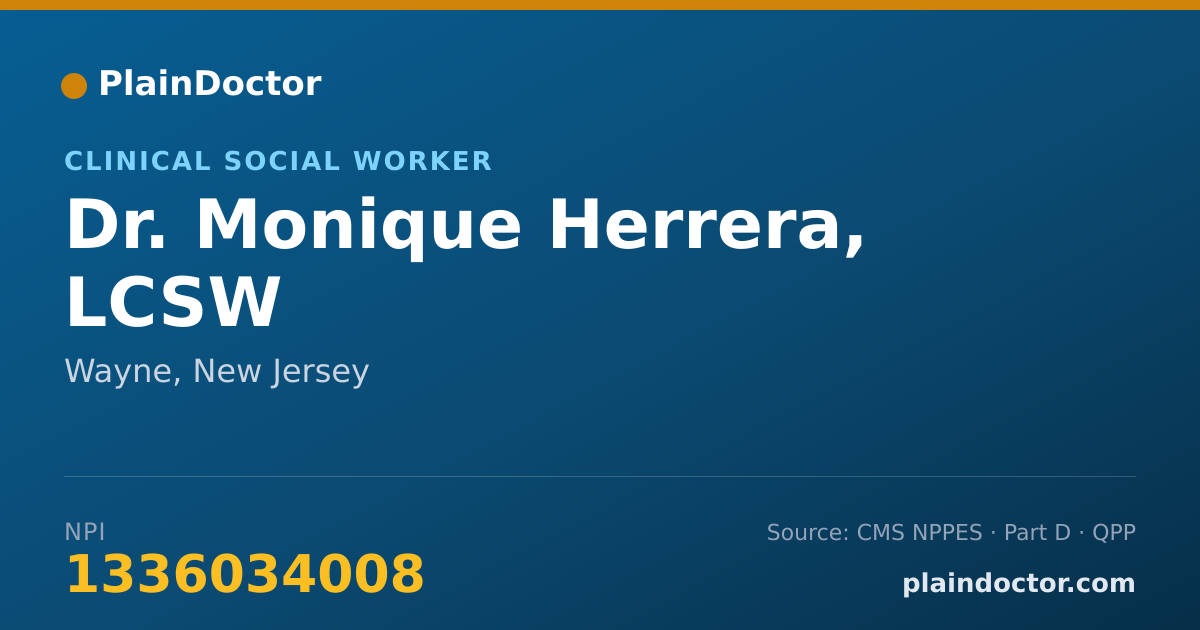 Shareable card for Monique Herrera, LCSW - Clinical Social Worker, Wayne, NJ