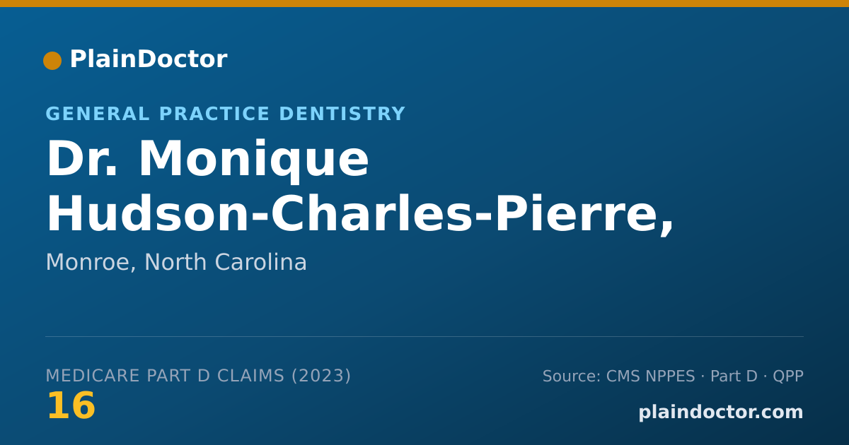 Shareable card for Monique Hudson-Charles-Pierre, DDS - General Practice Dentistry, Monroe, NC