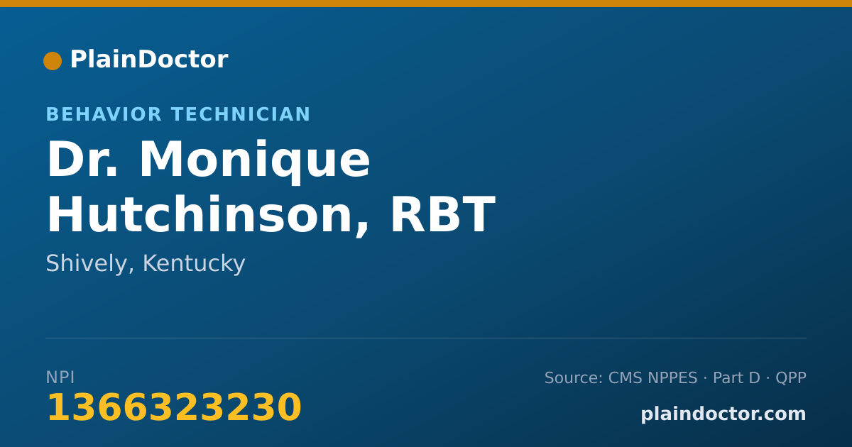 Shareable card for Monique Hutchinson, RBT - Behavior Technician, Shively, KY