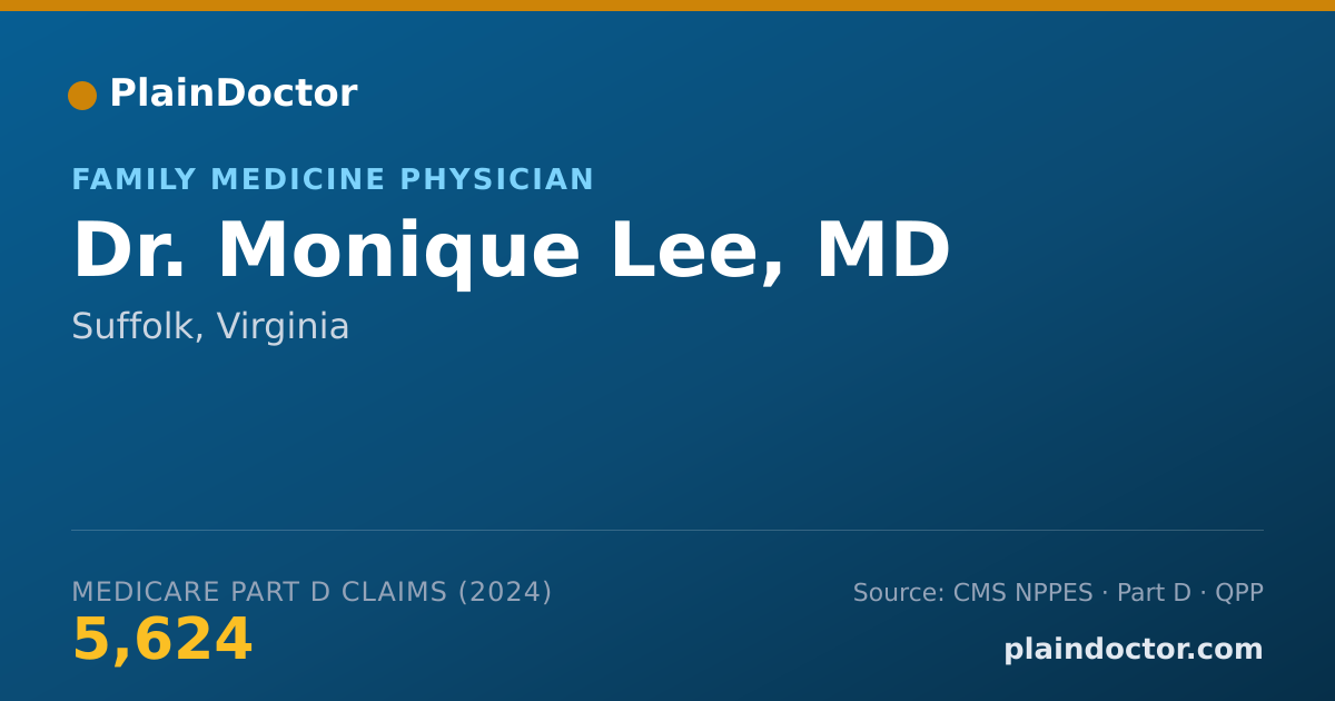 Shareable card for Monique Lee, MD - Family Medicine Physician, Suffolk, VA