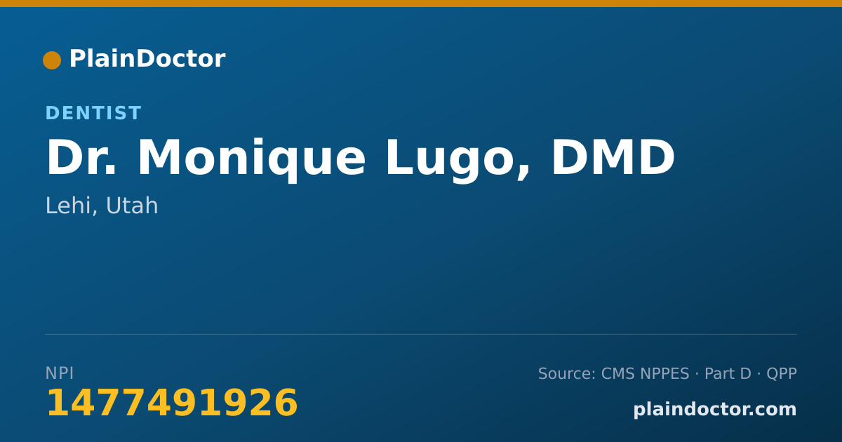 Shareable card for Monique Lugo, DMD - Dentist, Lehi, UT
