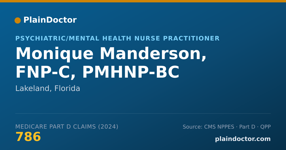 Shareable card for Monique Manderson, FNP-C, PMHNP-BC - Psychiatric/Mental Health Nurse Practitioner, Lakeland, FL