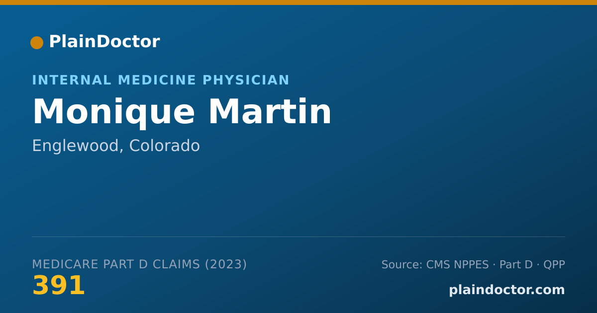 Shareable card for Monique Martin - Internal Medicine Physician, Englewood, CO