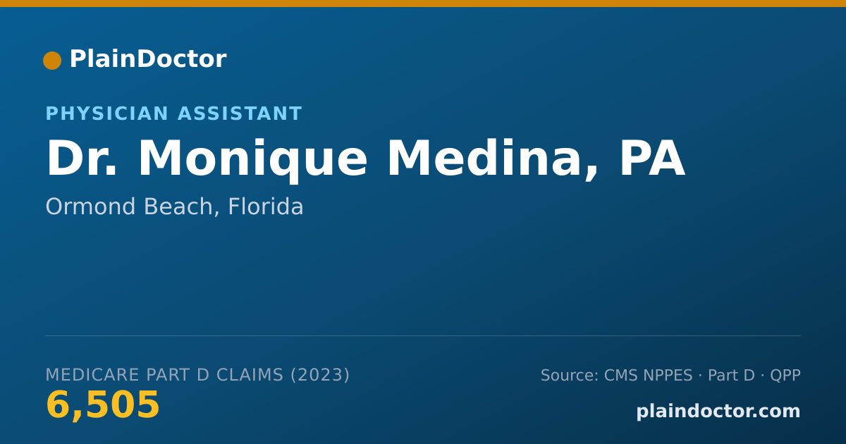 Shareable card for Monique Medina, PA - Physician Assistant, Ormond Beach, FL