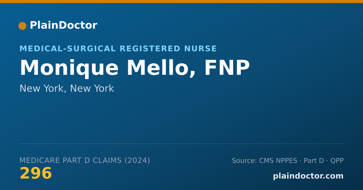 Shareable card for Monique Mello, FNP - Medical-Surgical Registered Nurse, New York, NY